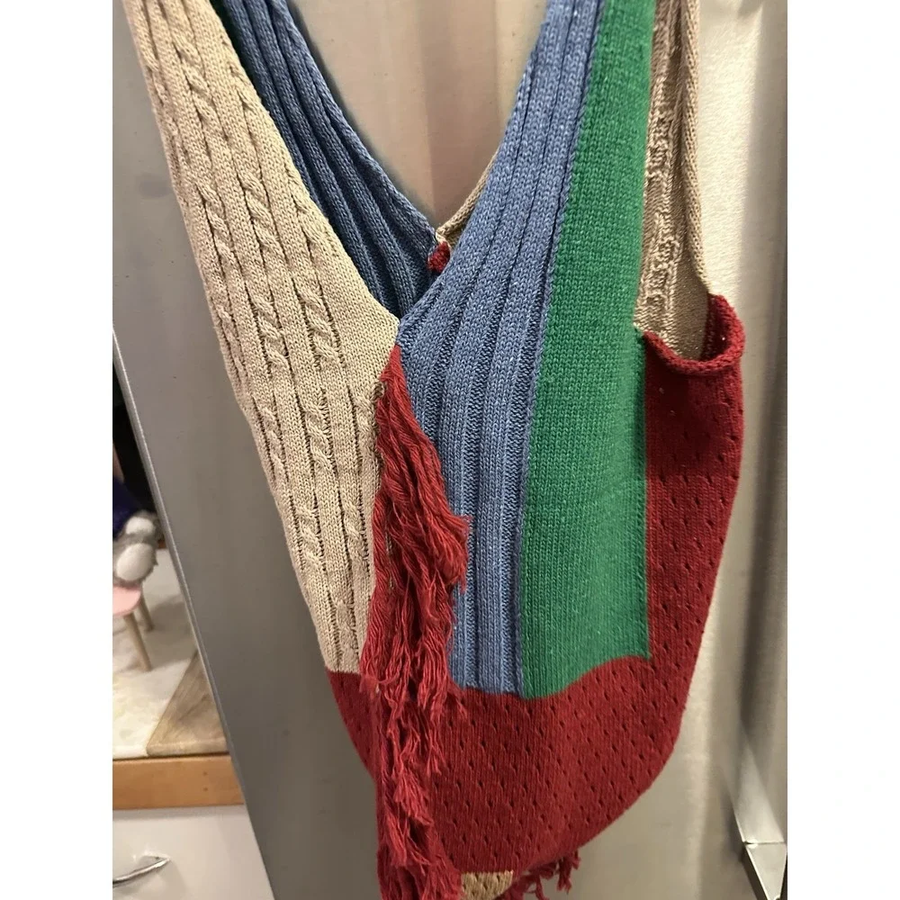 Festival Color Block Handmade Hobo Bag Fringe Deep Towel Phone Hat Drink‎ Sandal